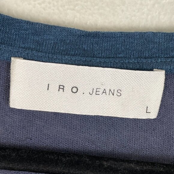 IRO Jeans Womens Large Blue Long Sleeve T Shirt Top Round Neck - Picture 3 of 7